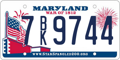 MD license plate 7BK9744