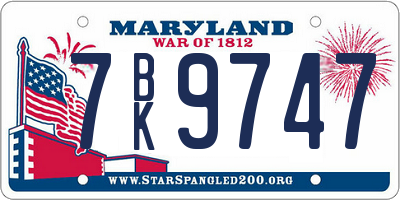 MD license plate 7BK9747