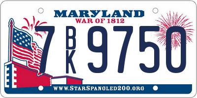 MD license plate 7BK9750