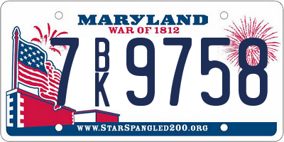MD license plate 7BK9758