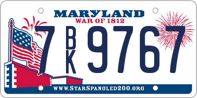 MD license plate 7BK9767