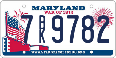 MD license plate 7BK9782