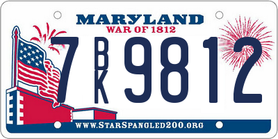 MD license plate 7BK9812