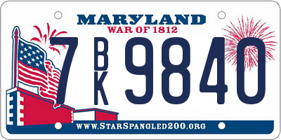 MD license plate 7BK9840