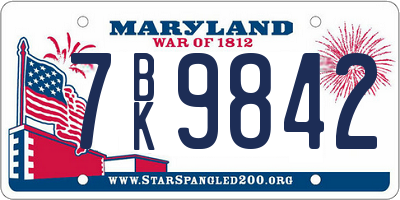 MD license plate 7BK9842