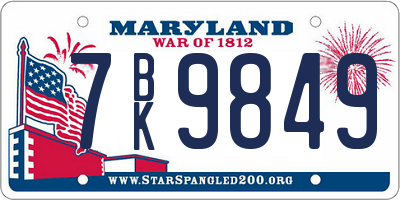 MD license plate 7BK9849