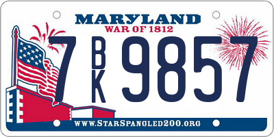 MD license plate 7BK9857