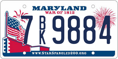 MD license plate 7BK9884