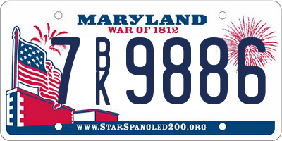 MD license plate 7BK9886