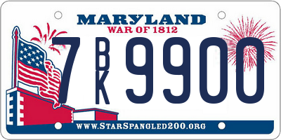 MD license plate 7BK9900