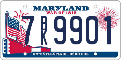 MD license plate 7BK9901