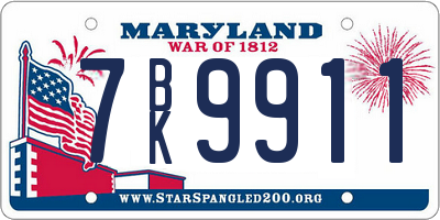 MD license plate 7BK9911