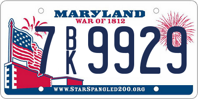 MD license plate 7BK9929