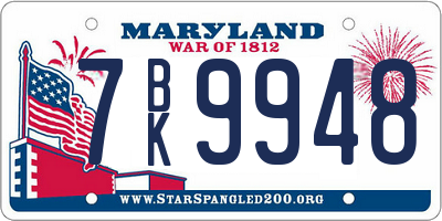 MD license plate 7BK9948