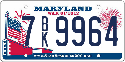 MD license plate 7BK9964