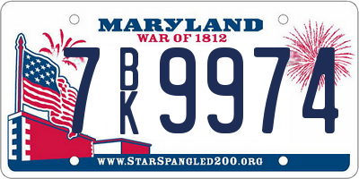 MD license plate 7BK9974