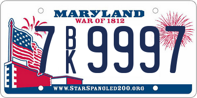 MD license plate 7BK9997