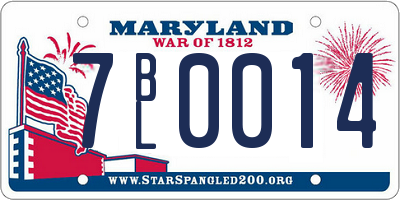 MD license plate 7BL0014