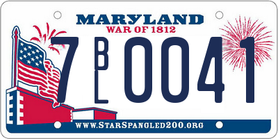 MD license plate 7BL0041