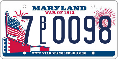 MD license plate 7BL0098