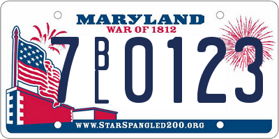 MD license plate 7BL0123