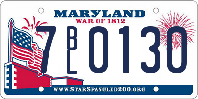 MD license plate 7BL0130