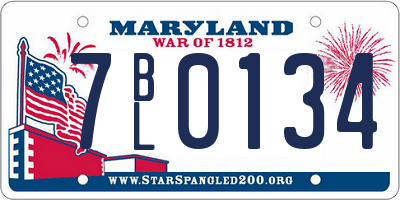 MD license plate 7BL0134