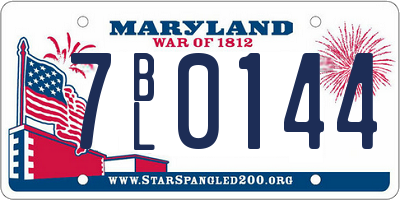 MD license plate 7BL0144
