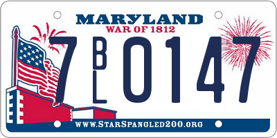 MD license plate 7BL0147