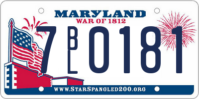MD license plate 7BL0181