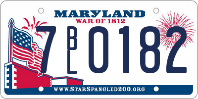 MD license plate 7BL0182