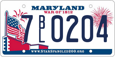 MD license plate 7BL0204