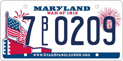 MD license plate 7BL0209