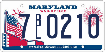 MD license plate 7BL0210