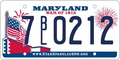 MD license plate 7BL0212