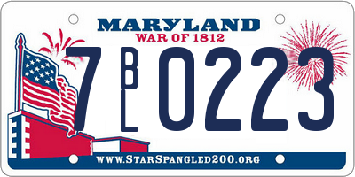 MD license plate 7BL0223