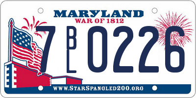 MD license plate 7BL0226