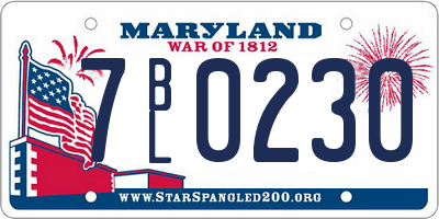 MD license plate 7BL0230