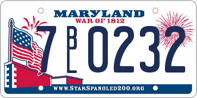 MD license plate 7BL0232
