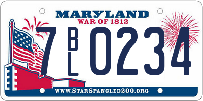 MD license plate 7BL0234