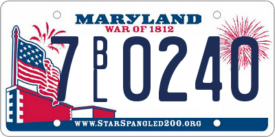 MD license plate 7BL0240