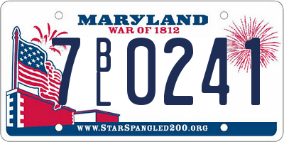 MD license plate 7BL0241