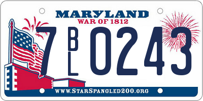 MD license plate 7BL0243