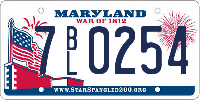 MD license plate 7BL0254