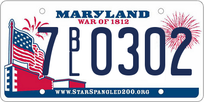MD license plate 7BL0302