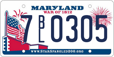 MD license plate 7BL0305