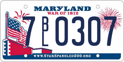 MD license plate 7BL0307