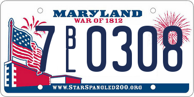 MD license plate 7BL0308