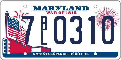 MD license plate 7BL0310