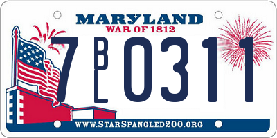 MD license plate 7BL0311